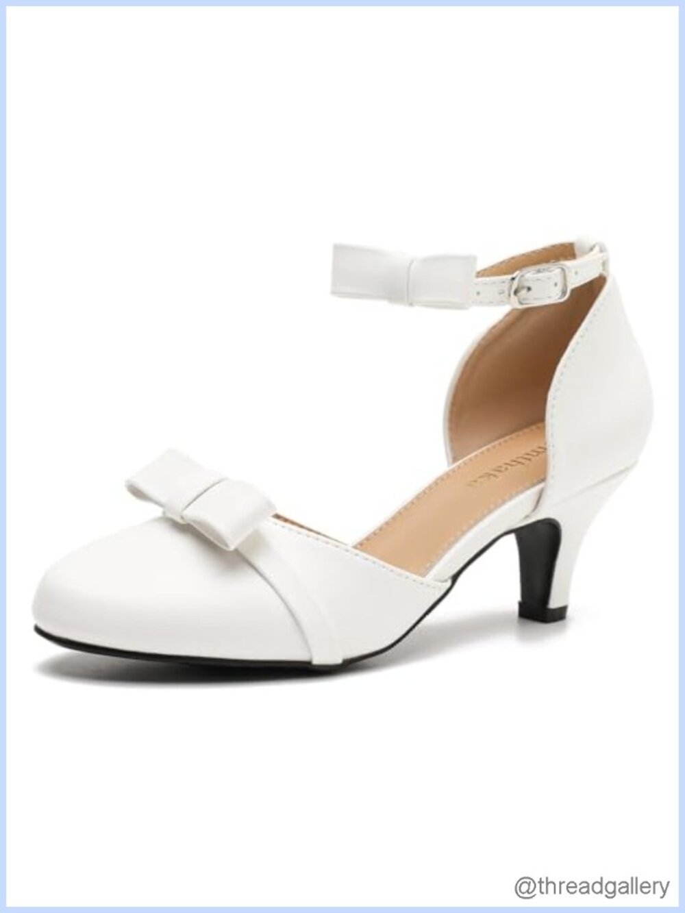 Omthaka Women's Ankle Strap Kitten Heel Closed Toe Pump